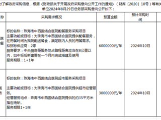 珠海市中西醫(yī)結(jié)合醫(yī)院2024年9月4日采購(gòu)意向