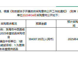 珠海市中西醫(yī)結(jié)合醫(yī)院2025年5月7日采購意向